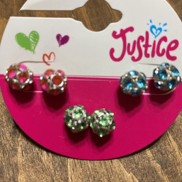 Earrings from Justice. Sparkling hot pink, blue & light green. Brand new - Picture 7 of 7